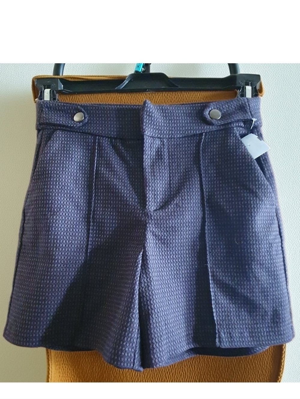 Maurices High-Waist Textured Navy Dress Shorts